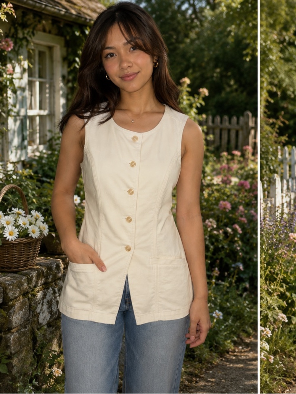 NWT Banana Republic Ivory Tailored Vest Waistcoat Size 4 | Quiet Luxury